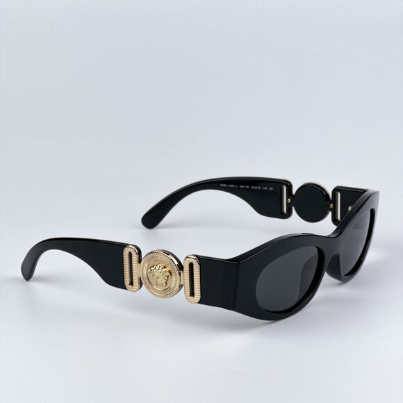 Versace VE4480U GB1/87 BRAND NEW Sunglasses Black Gold Dark Grey Oval Unisex main image 9